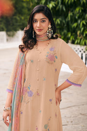 Designer Chanderi Salwar Suit With Cotton Bottom